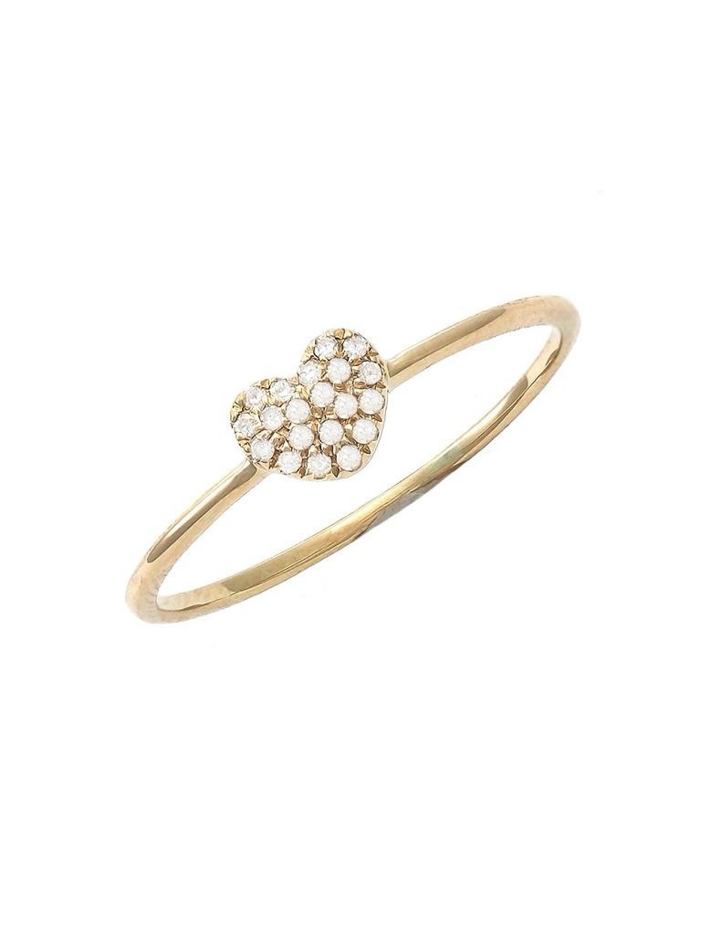 14K Real Solid Yellow Gold Natural Diamond Heart Ring 0.06ctw Size 6.5